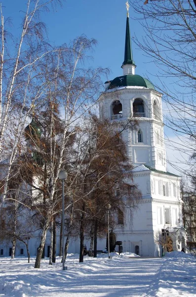 Igreja Ortodoxa Inverno Irkutsk Sibéria Rússia — Fotografia de Stock