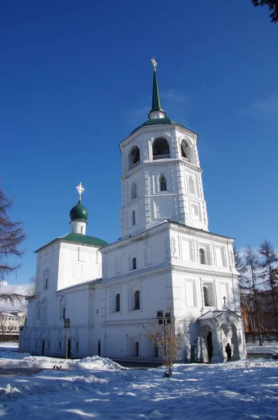 Церковь Ортодукс Зимой Иркутске Сибирь Азия — стоковое фото
