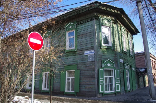 Traditionellt Hus Vintern Irkutsk Sibirien Ryssland — Stockfoto