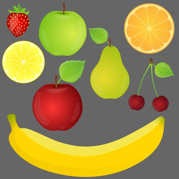 Set di frutta. Illustrazione vettoriale . — Vettoriale Stock
