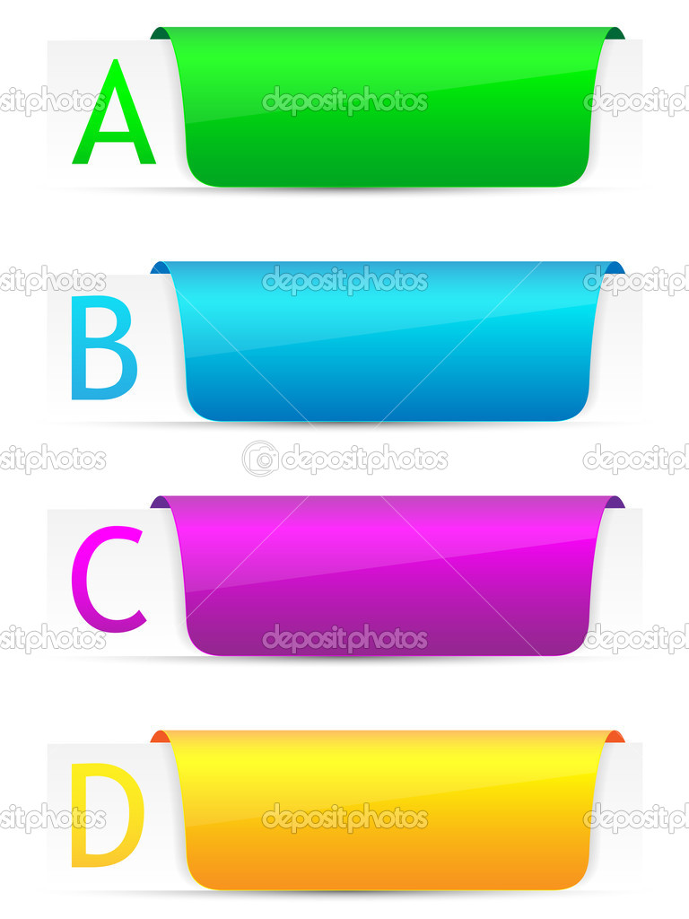 Set of colorful options banner template.