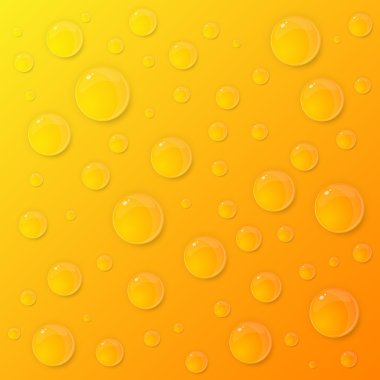 Sarı arkaplanda su damlaları.
