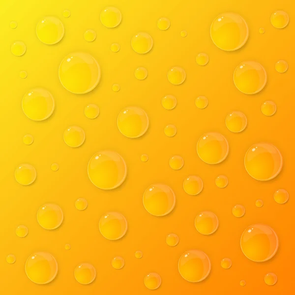 Gocce d'acqua su fondo giallo. — Vettoriale Stock