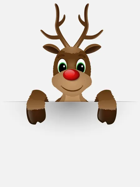 Reindeer with red nose. — Stock Vector