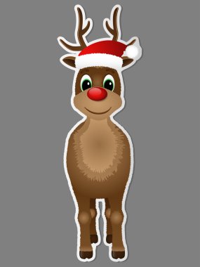 Ren geyiği santa şapka ile.