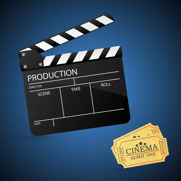 Movie clapper board and admit one ticket. — Stock Vector