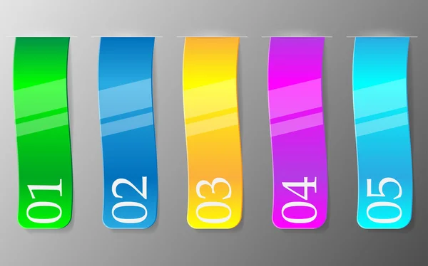 Set of colorful ribbons with number. — Stock Vector