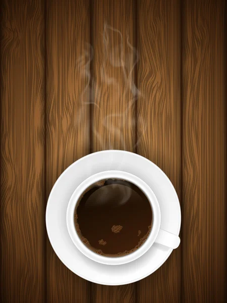 Koffiecup op houten achtergrond — Stockvector