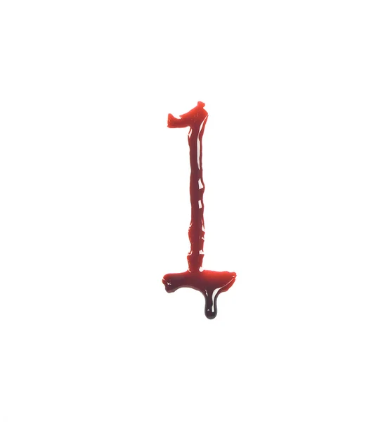 Dripping número de sangue 1 isolado em branco — Fotografia de Stock