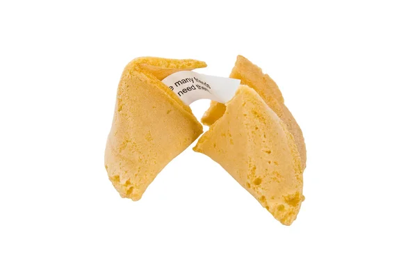 Zdjęcie na białym tle uszkodzony fortune cookie — Zdjęcie stockowe