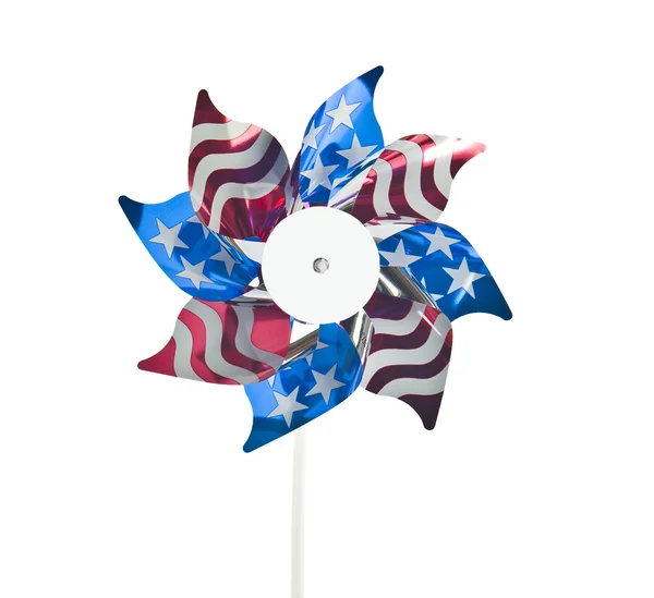 Цветная ветряная мельница под американским флагом — стоковое фото