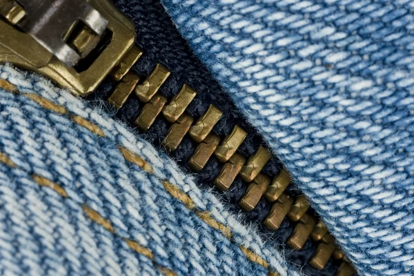 Mavi Jeans fermuar closeup — Stok fotoğraf