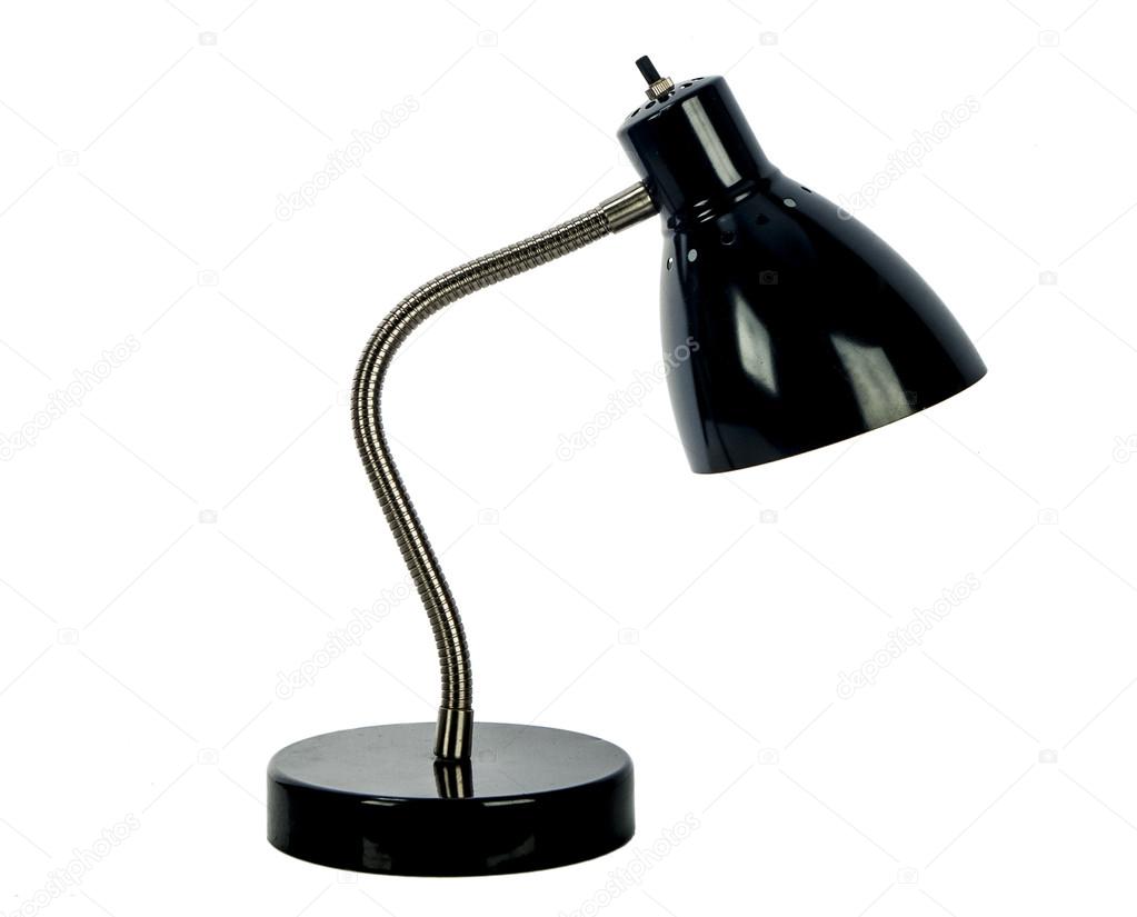 Black desk lamp isolated on white