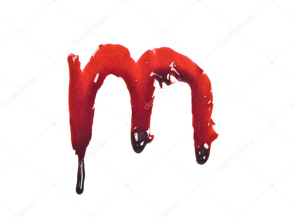 Dripping slashed blood fonts the letter lower case m