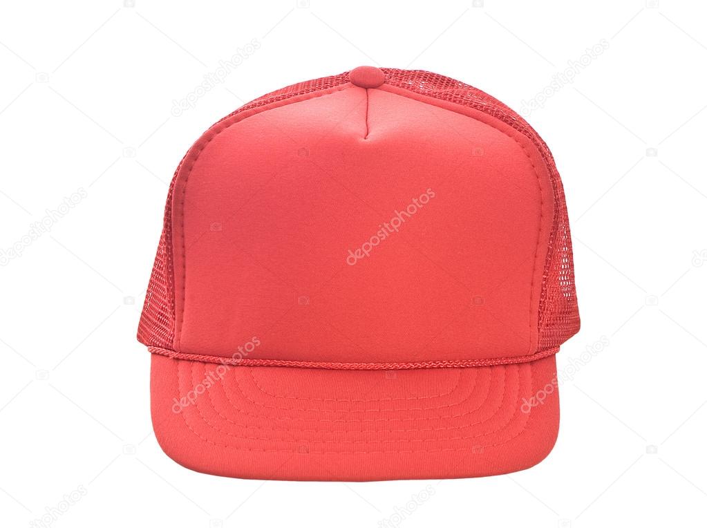 Red baseball hat isolated on white