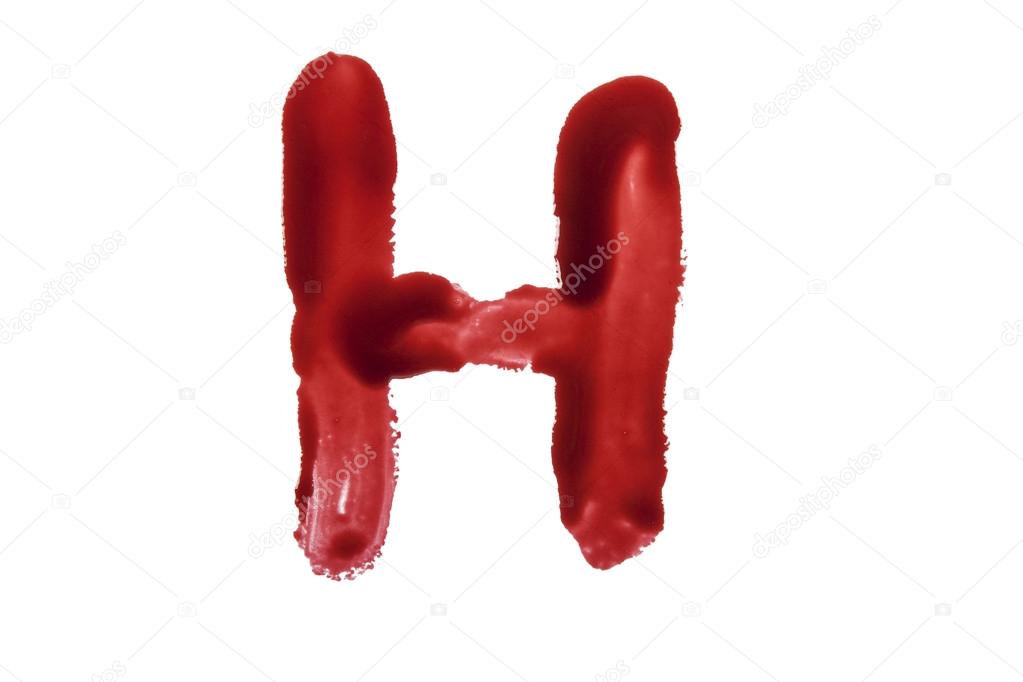 Blood fonts written with bloody fingers, the letter H