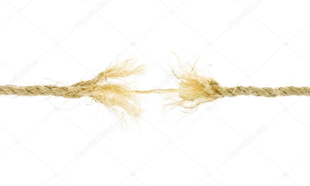 Frayed rope isolated over a white background