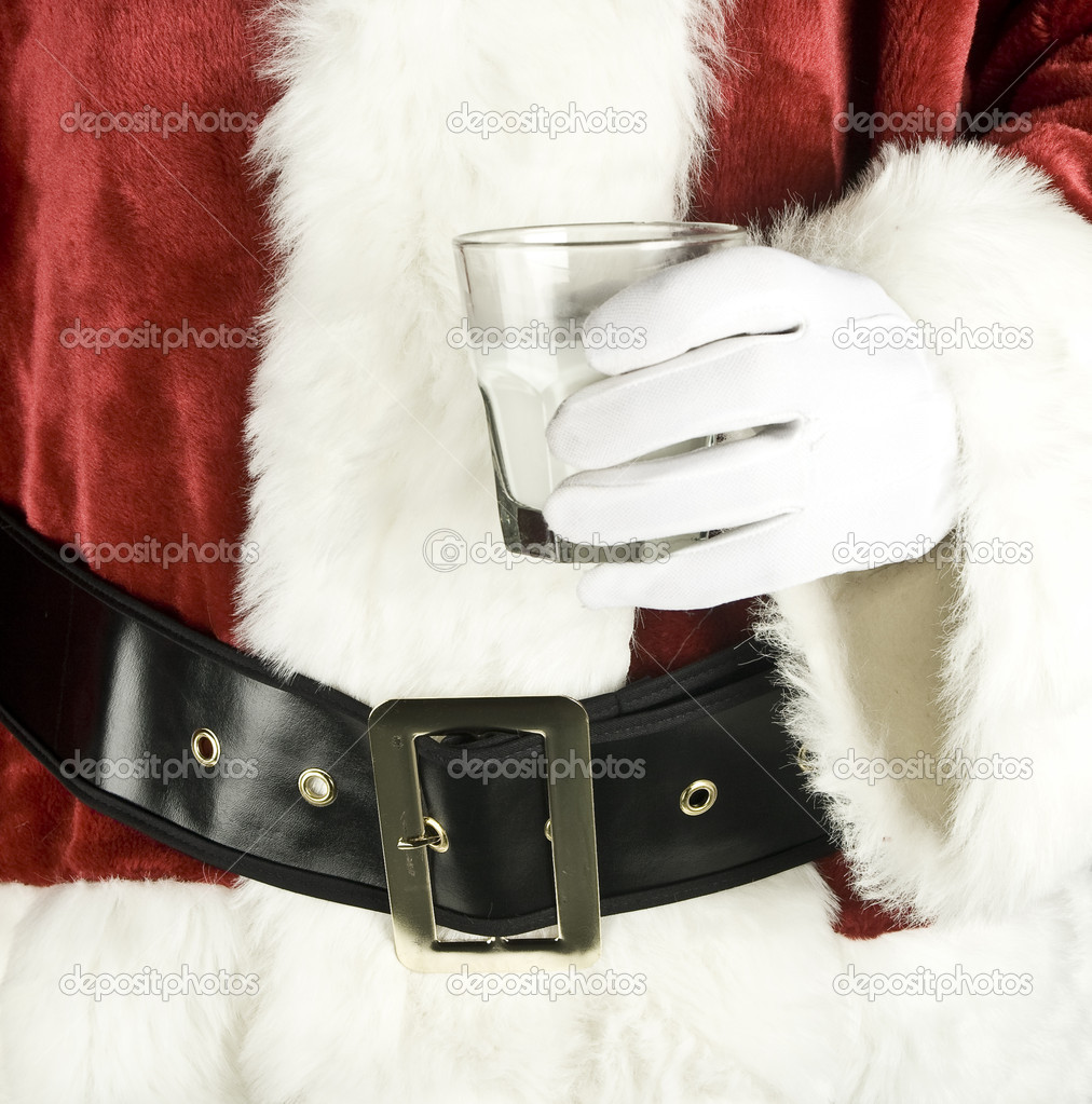 Santa holding a milk glass