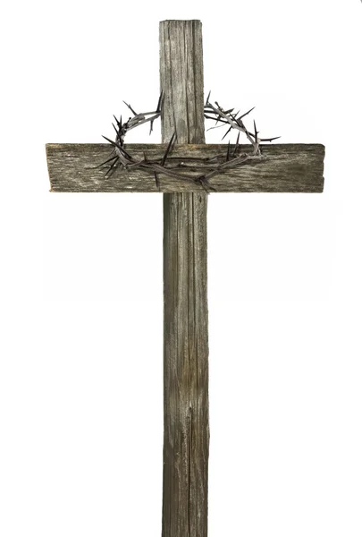 Wooden cross isolated on white — Stock Photo, Image