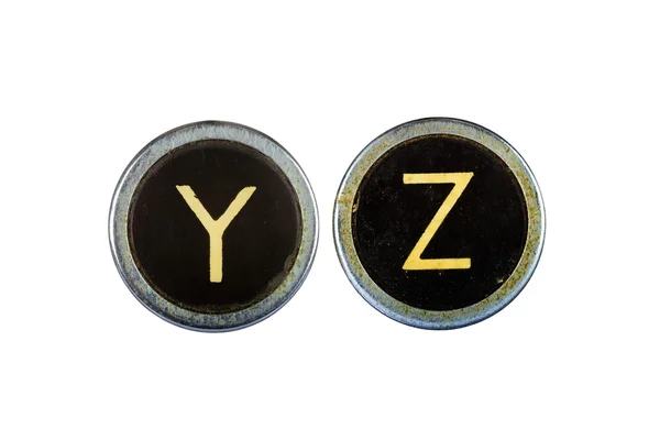 Vintage typewriter letters YZ isolated on white — Stock Photo, Image