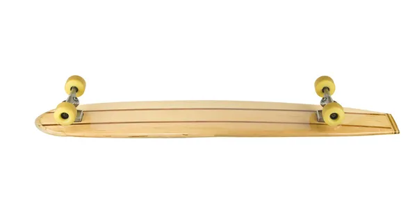 Altes Holz-Longboard-Skateboard isoliert auf weiß — Stockfoto