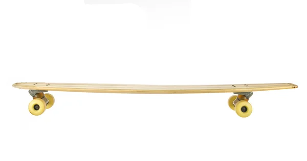 Altes Holz-Longboard-Skateboard isoliert auf weiß — Stockfoto