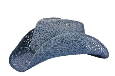 Amerikan mavi hasır üzerinde beyaz izole şapka