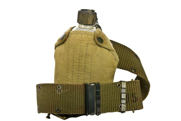 Vintage Canteen and Cover with a Cartridge belt — Stock Photo, Image