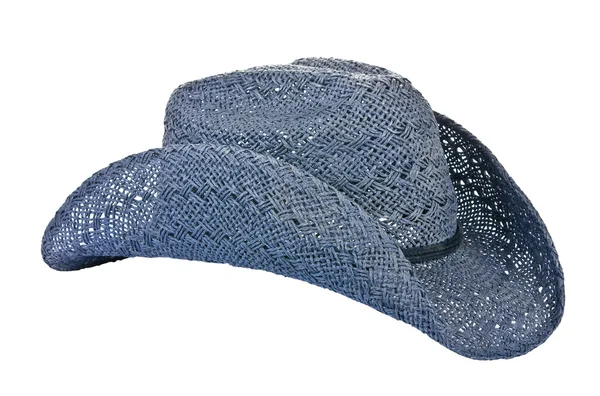 Sombrero vaquero de paja azul americano aislado en blanco — Foto de Stock