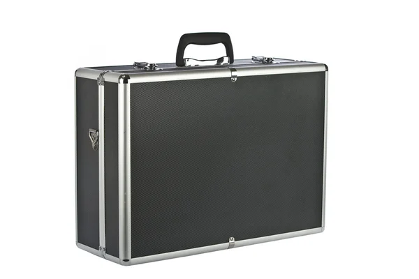 Black padded aluminum briefcase — Stock Photo, Image