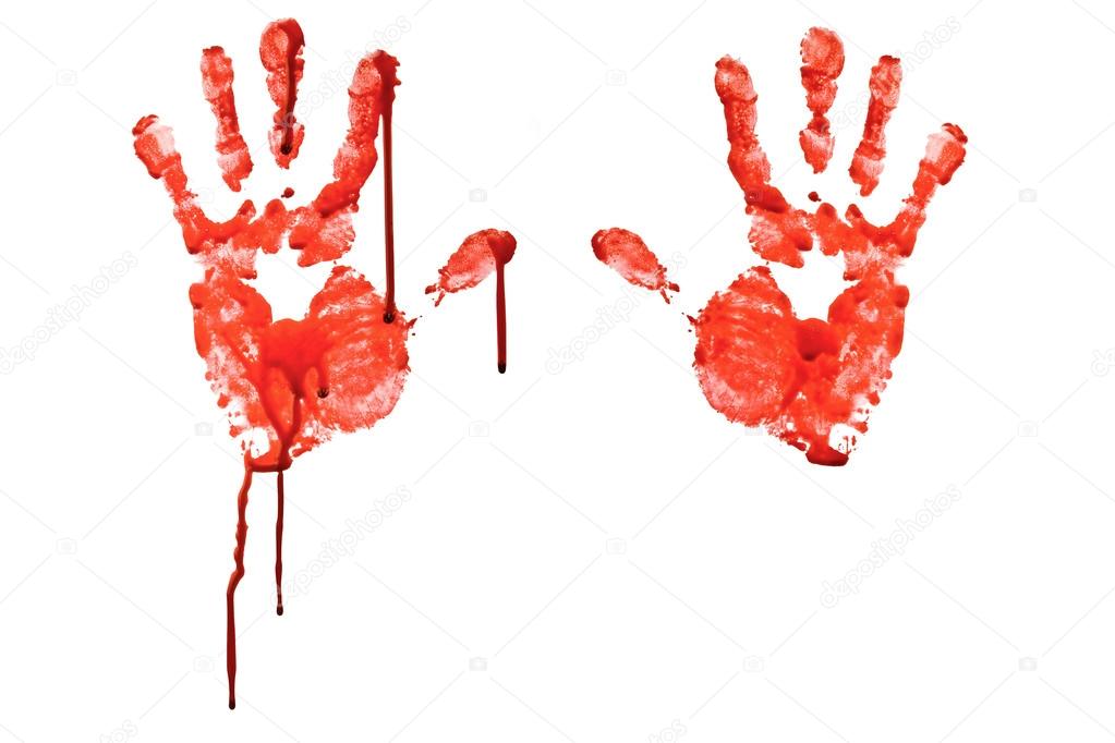 Bloody hand-print isolated on white