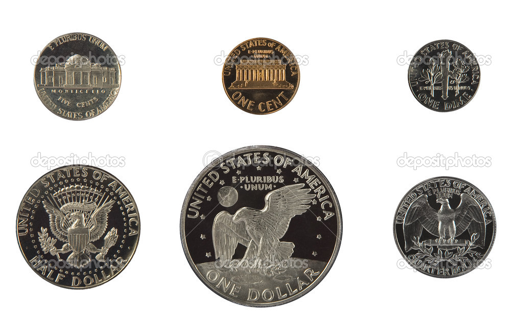 United states proof coins isolated
