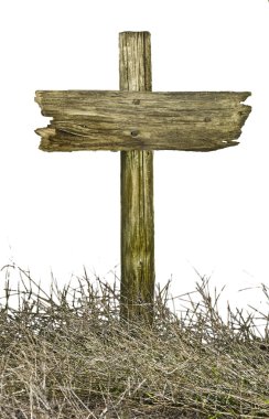 Beyaz bir arka plan üzerinde izole ot Vintage yol işareti