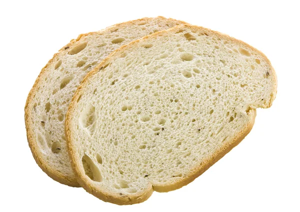 Roggebrood segmenten op de witte achtergrond isoleren — Stockfoto