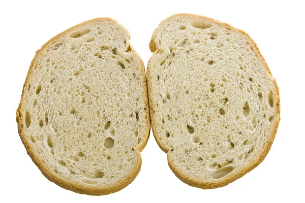 Arka plan beyaz üzerine siyah ekmek dilimleri ayırmak — Stok fotoğraf