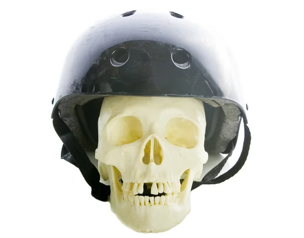 Skull with safety helmet — Stock Photo, Image