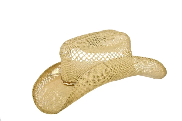 Cappello cowboy americano di paglia isolato su bianco — Foto Stock