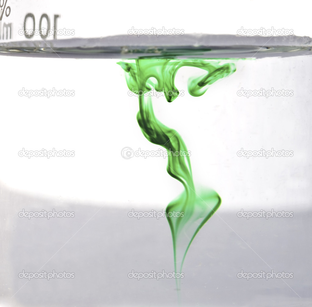 Green dry in water forming abstract background
