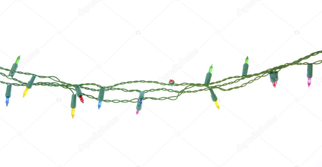 String of christmas lights isolated on white — Stock Photo