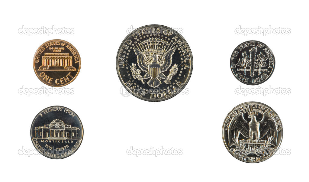 United states proof coins isolated