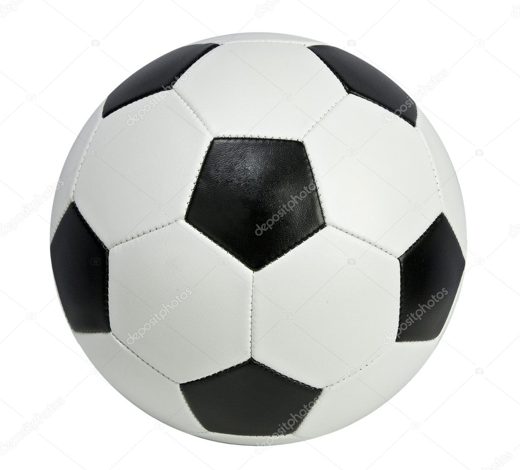 Leather soccer ball isolated on white