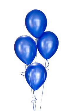 Grup üzerinde beyaz izole mavi balon