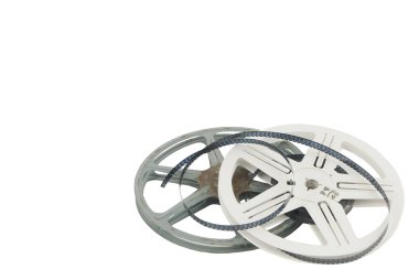 Eski film şeridi beyaz arkaplanda izole edildi