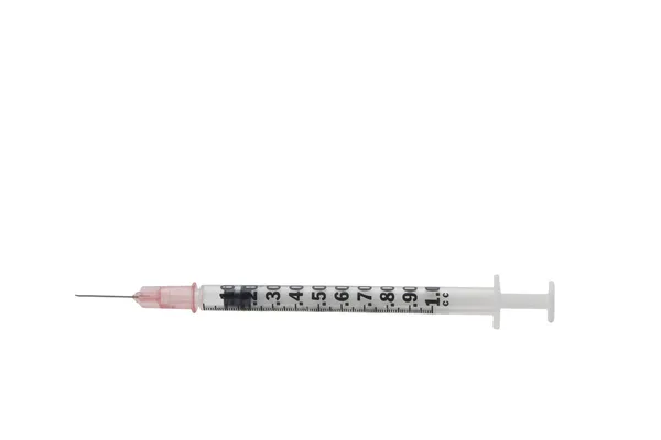Petite seringue médicale isolée sur fond blanc — Photo