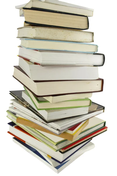 High books stack isolated on white background — Stock Photo, Image