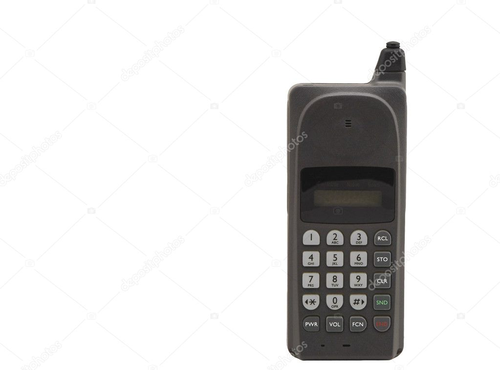 Old cell phone. Isolated on white