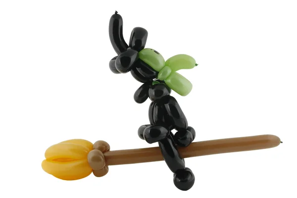 Strega palloncino su un manico di scopa — Foto Stock