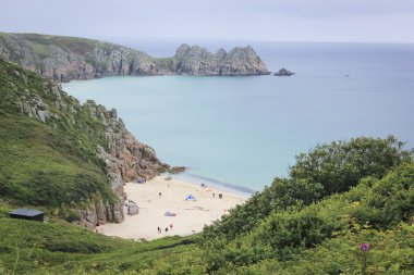porthcurno plaj cornwall coast Birleşik Krallık