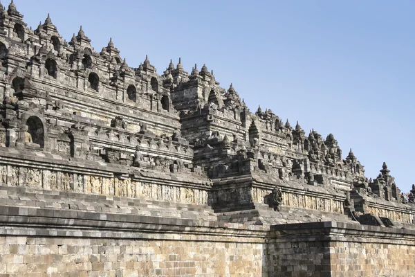 Borobudur piramit tapınak duvarları java — Stok fotoğraf