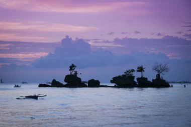 Boracay beach günbatımı Filipinler